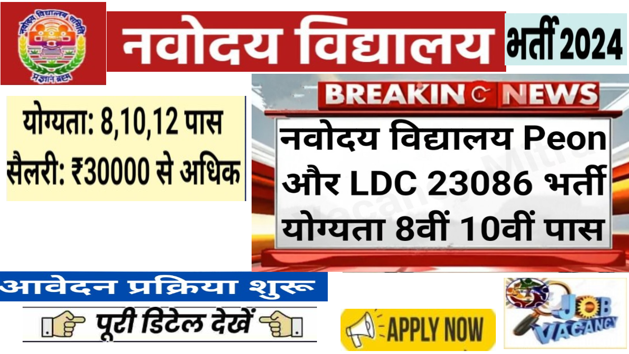Navodaya Vidyalaya LDC and Peon Vacancy 2024: नवोदय विद्यालय ने LDC सहित चपरासियों के 23,086 पदों पर बंपर भर्ती का नोटिफिकेशन जारी