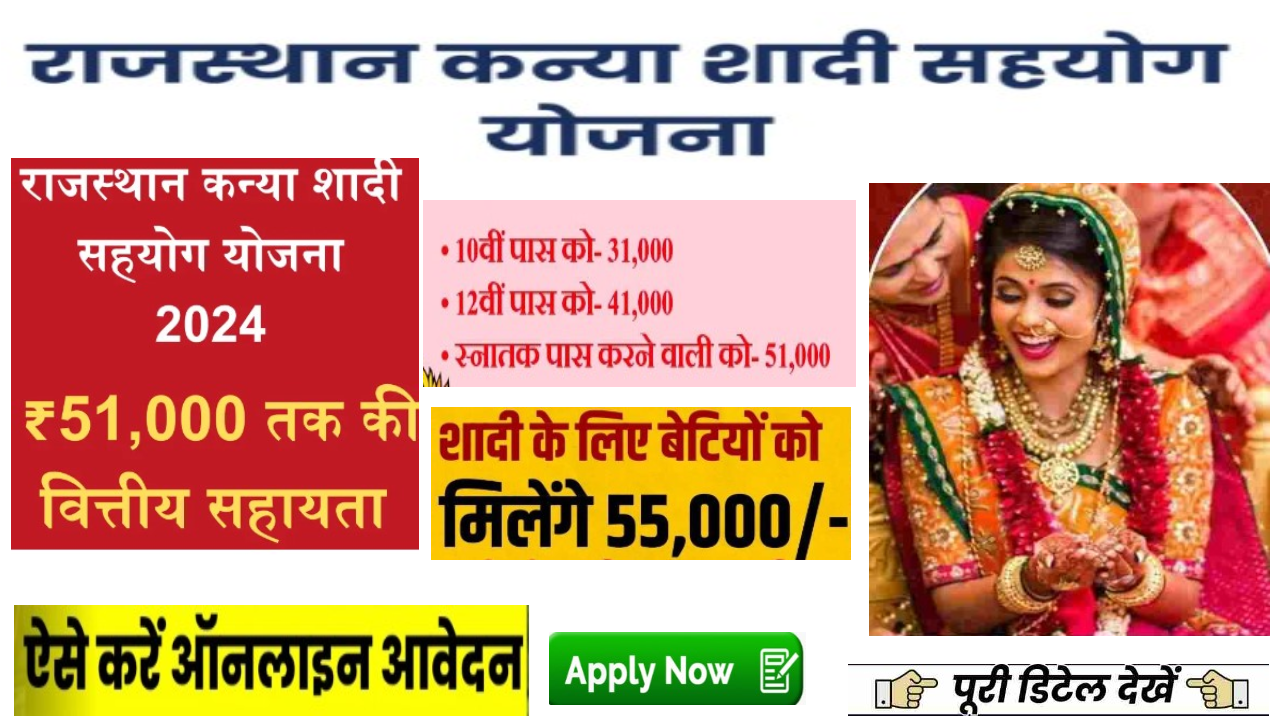Rajasthan Kanya Shaadi Sahayog Yojana 2024: बेटी की शादी के लिए सरकार दे रही है 51000 रुपये की सहायता, ऐसे करें आवेदन
