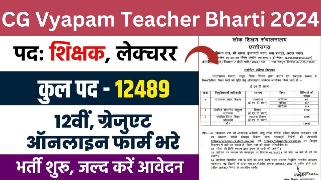 CG Vyapam Teacher Bharti 2024